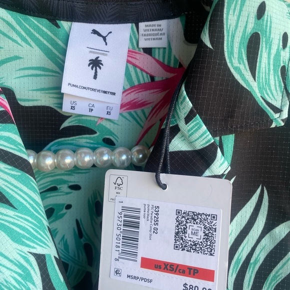 Puma  Shirt Women Sportswear Fit Short Sleeve Outdoor Camp Shirt, Multicolor - Picture 8 of 8